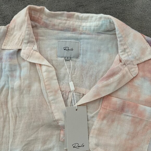 NWT Rails Organic Cotton Gauze Savannah Daybreak Top MEDIUM Blouse Shirt - Picture 2 of 6